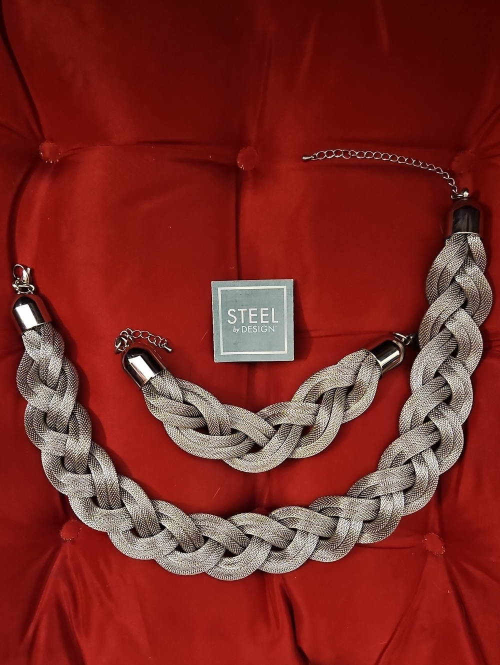 STEEL by DESIGN Braided Necklace/Bracelet (2pc) Jewelry Set NWOT